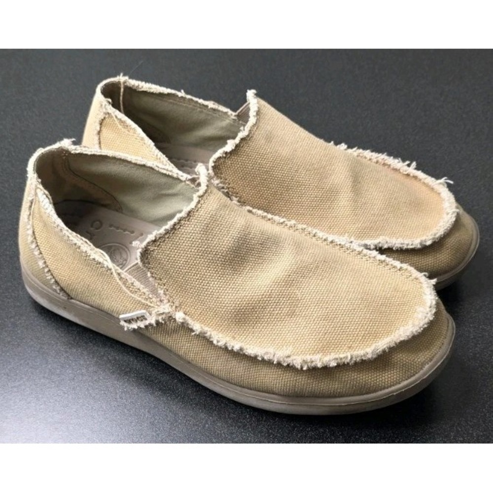 Crocs Men 8 Santa Cruz Slip-on Loafer Desert Beige Casual Canvas Beach